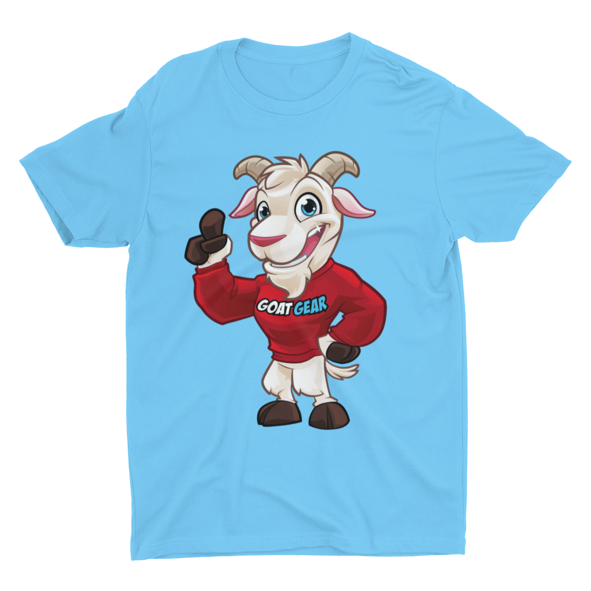 GOAT GEAR Short Sleeve T-shirt- Red & Light Blue goat