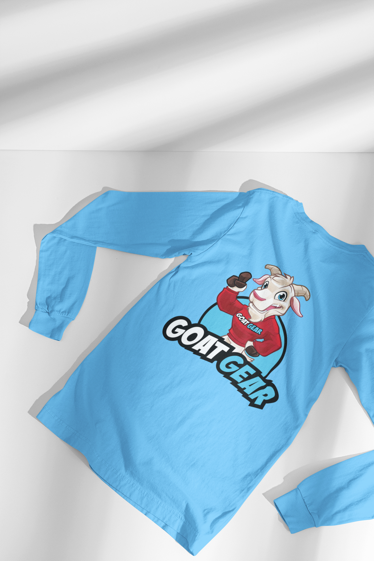 GOAT GEAR Long Sleeve T-shirt- Red & Light Blue goat